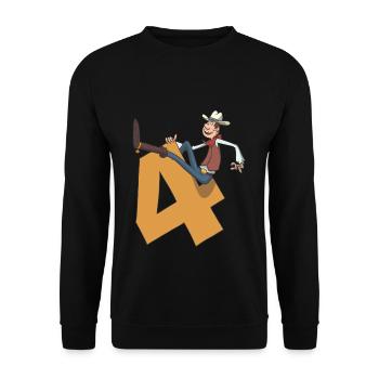 Cowboy Kindergeburtstag 4. Geburtstag - Unisex Pullover - Schwarz - Vorne - Alina (178cm) & Michal (187cm)