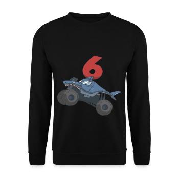 6e anniversaire de l'anniversaire des enfants Monster Truck - Sweat-shirt Unisexe - noir - Devant - Alina (178cm) & Michal (187cm)