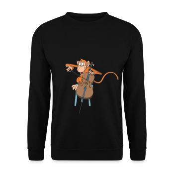 Monkey plays the cello - Unisex Sweatshirt - black - Front - Alina (178cm) & Michal (187cm)