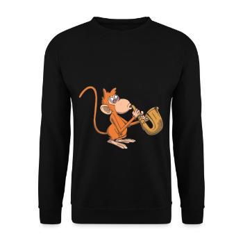 Monkey plays the saxophone - Unisex Sweatshirt - black - Front - Alina (178cm) & Michal (187cm)