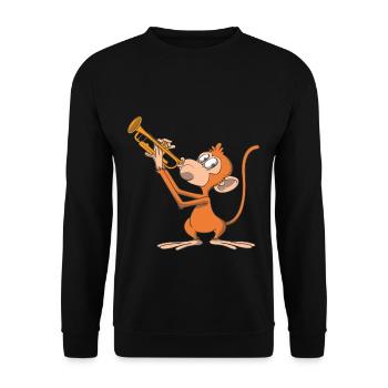 Monkey plays the trumpet - Unisex Sweatshirt - black - Front - Alina (178cm) & Michal (187cm)