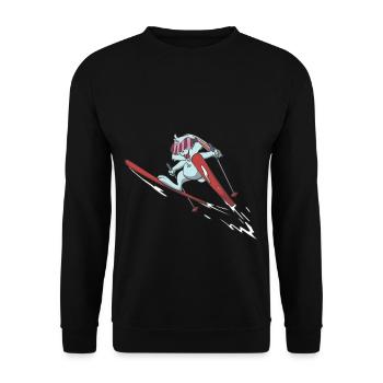 Hase Skihase auf Skiern Ski Skifahren Skifliegen - Unisex Pullover - Schwarz - Vorne - Alina (178cm) & Michal (187cm)