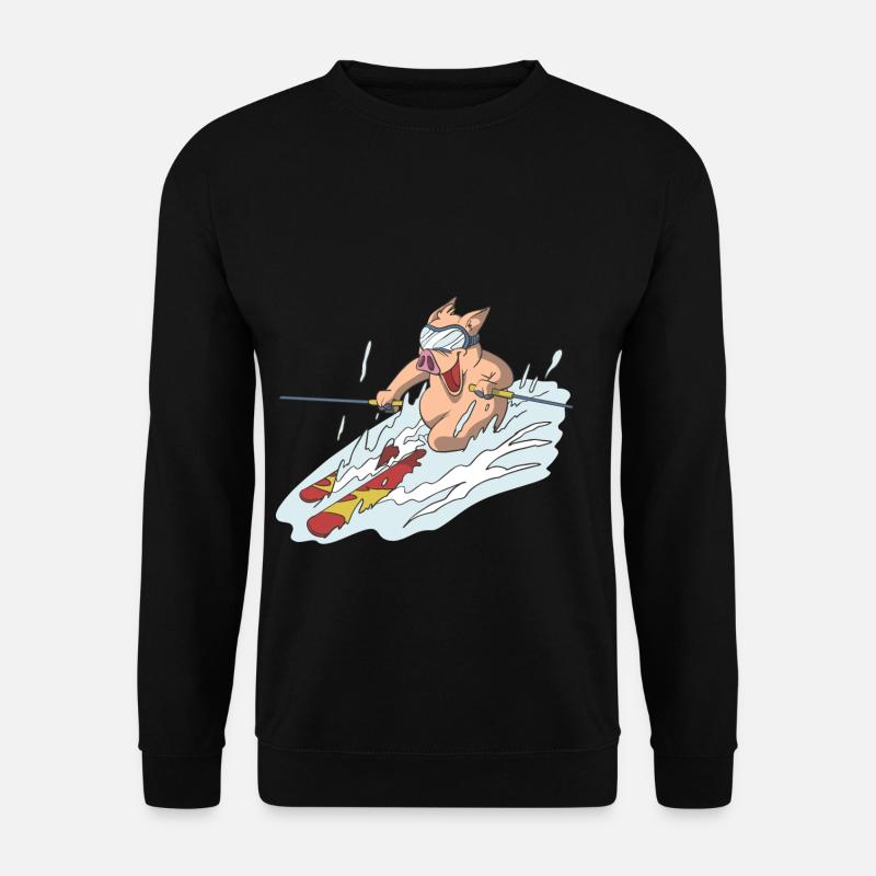 Cochon à skis dans la courbe - Sweat-shirt Unisexe - noir