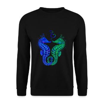 Cute seahorse couple - Unisex Sweatshirt - black - Front - Alina (178cm) & Michal (187cm)