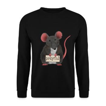 Mouse / Rat / Mouse Rat - Hug przytul - Unisex Sweatshirt - black - Front - Alina (178cm) & Michal (187cm)