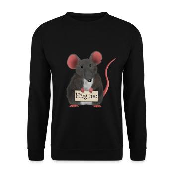 Douce souris / rat aimerait être embrassée - Sweat-shirt Unisexe - noir - Devant - Alina (178cm) & Michal (187cm)