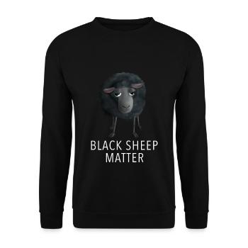 Süßes Schaf - Black Sheep Matter - Unisex Pullover - Schwarz - Vorne - Alina (178cm) & Michal (187cm)