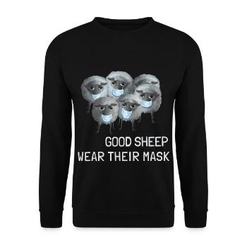 Sweet sheep - Good sheep wear their mask - Unisex Sweatshirt - black - Front - Alina (178cm) & Michal (187cm)