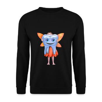 Fleißige Zahnfee mit lächelndem gesunden Zahn - Unisex Pullover - Schwarz - Vorne - Alina (178cm) & Michal (187cm)