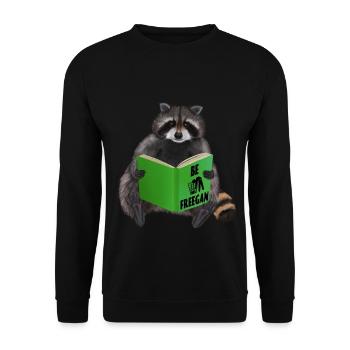Waschbär - Be freegan - Unisex Pullover - Schwarz - Vorne - Alina (178cm) & Michal (187cm)