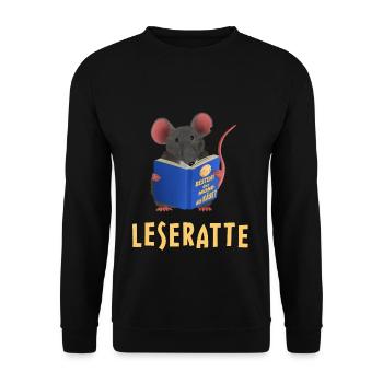 Leseratte / Bücherwurm - Unisex Pullover - Schwarz - Vorne - Alina (178cm) & Michal (187cm)