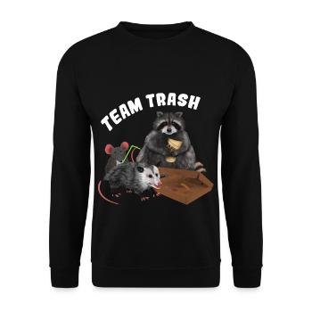Racoon Opossum Mouse - Team Trash - Unisex Pullover - Schwarz - Vorne - Alina (178cm) & Michal (187cm)