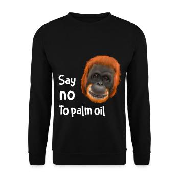 Monkey Ape Orang Utan - say no to palm oil - Unisex Sweatshirt - black - Front - Alina (178cm) & Michal (187cm)