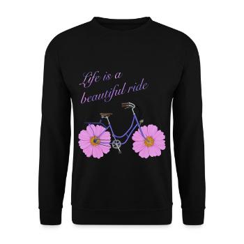 Bike with Flowers - Life is a beautiful ride - Sweat-shirt Unisexe - noir - Devant - Alina (178cm) & Michal (187cm)