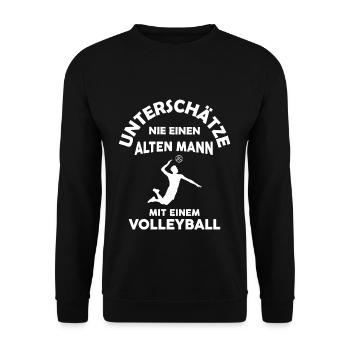 Volleyball alter Mann - Unisex Pullover - Schwarz - Vorne - Alina (178cm) & Michal (187cm)