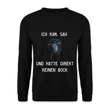 Schaf - Ich kam sah und hatte keinen Bock mehr - Unisex Pullover - Schwarz - Vorne - Alina (178cm) & Michal (187cm)