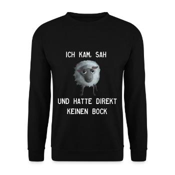 Schaf - Ich kam sah und hatte keinen Bock mehr - Unisex Pullover - Schwarz - Vorne - Alina (178cm) & Michal (187cm)