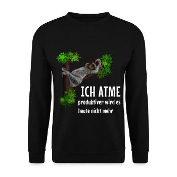Faultier - Ich atme - produktiver wird es nicht - Unisex Pullover - Schwarz - Vorne - Alina (178cm) & Michal (187cm)