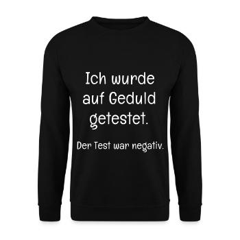 Ungeduldig - Test der Geduld Negativ - Unisex Pullover - Schwarz - Vorne - Alina (178cm) & Michal (187cm)
