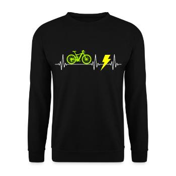 E-Bike Electric Bicycle Bike Cycling Heartbeat - Unisex Sweatshirt - black - Front - Alina (178cm) & Michal (187cm)