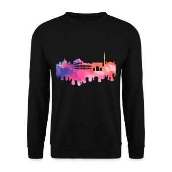 Rom Rome Italien Stadt Skyline Splash Bunt - Unisex Pullover - Schwarz - Vorne - Alina (178cm) & Michal (187cm)