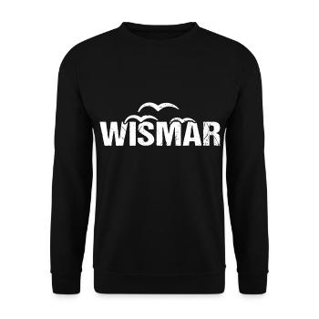 Wismar Möwen Hansestadt - Unisex Pullover - Schwarz - Vorne - Alina (178cm) & Michal (187cm)