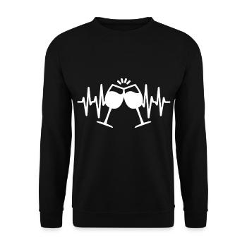 Wein Herzschlag Weinliebhaber - Unisex Pullover - Schwarz - Vorne - Alina (178cm) & Michal (187cm)
