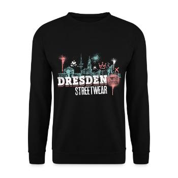 Dresden Skyline City Germany Graffiti - Unisex Sweatshirt - black - Front - Alina (178cm) & Michal (187cm)