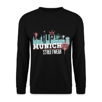 Munich Munich Skyline City Germany Graffiti - Unisex Sweatshirt - black - Front - Alina (178cm) & Michal (187cm)