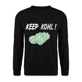 Keep Kohl, Spruch Garten Gärtner Landwirt Vegan - Unisex Pullover - Schwarz - Vorne - Alina (178cm) & Michal (187cm)
