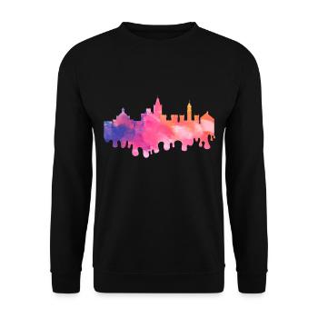 Valence Espagne Ville Skyline Splash Vacances colorées - Sweat-shirt Unisexe - noir - Devant - Alina (178cm) & Michal (187cm)