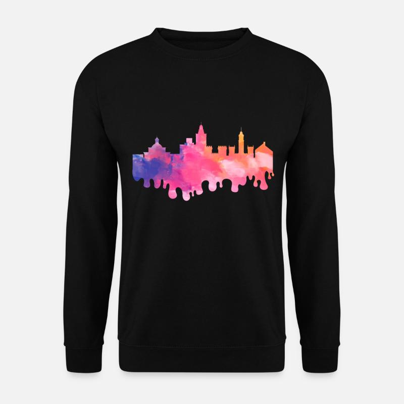Valencia Spanien Stadt Skyline Splash Bunt Urlaub - Unisex Pullover - Schwarz