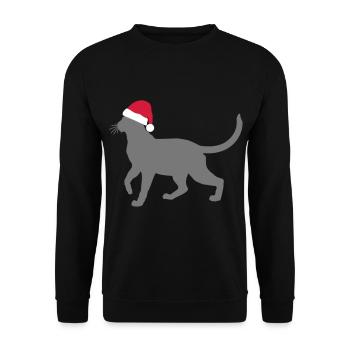 Weihnachtskatze - Unisex Pullover - Schwarz - Vorne - Alina (178cm) & Michal (187cm)