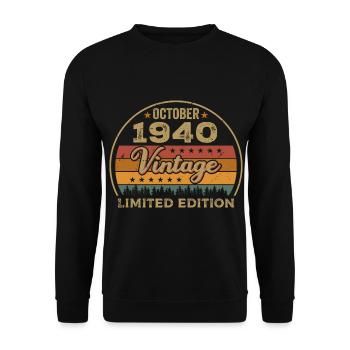 Cadeau d’anniversaire vintage octobre 1940 - années 1940 - Sweat-shirt Unisexe - noir - Devant - Alina (178cm) & Michal (187cm)