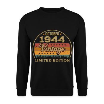 Vintage October 1944 Birthday Gift - 1944 - Unisex Sweatshirt - black - Front - Alina (178cm) & Michal (187cm)