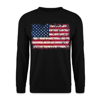 USA Flag Flag Stars and stripes - Unisex Sweatshirt - black - Front - Alina (178cm) & Michal (187cm)