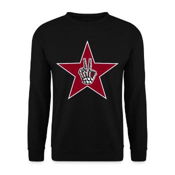 Rock Hand Star,Peace Anarchy Rock Music Shirt - Unisex Sweatshirt - black - Front - Alina (178cm) & Michal (187cm)