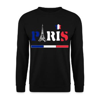 Paris Tour Eiffel,France, La Tour Eiffel - Sweat-shirt Unisexe - noir - Devant - Alina (178cm) & Michal (187cm)