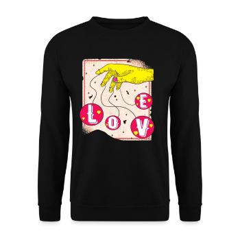 Liebeskugeln,Love Hand,Liebe Shirt Plakat verliebt - Unisex Pullover - Schwarz - Vorne - Alina (178cm) & Michal (187cm)