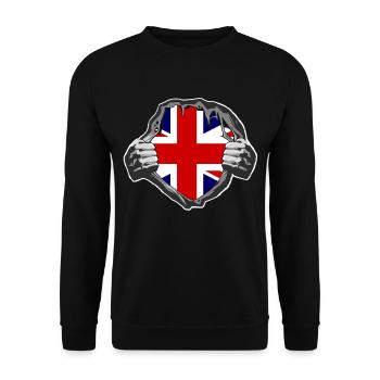 England Ripped Shirt, GB Flag Shirt Humor Fun - Unisex Sweatshirt - black - Front - Alina (178cm) & Michal (187cm)
