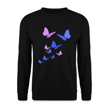 Schmetterlinge Schmetterling Geschenk lila blau - Unisex Pullover - Schwarz - Vorne - Alina (178cm) & Michal (187cm)