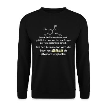 Rettungsdienst,Adrenalin als Notfall Medikament, - Unisex Pullover - Schwarz - Vorne - Alina (178cm) & Michal (187cm)