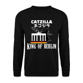 Catzilla Berlin, cadeau de chemise de cinéma de film de chat FUN - Sweat-shirt Unisexe - noir - Devant - Alina (178cm) & Michal (187cm)