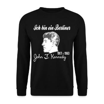 John F. Kennedy,Ich bin ein Berliner,Shirt Berlin - Unisex Pullover - Schwarz - Vorne - Alina (178cm) & Michal (187cm)