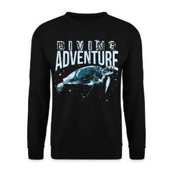 Plongée, plongeur, tortue d'eau de plongée, chemise - Sweat-shirt Unisexe - noir - Devant - Alina (178cm) & Michal (187cm)