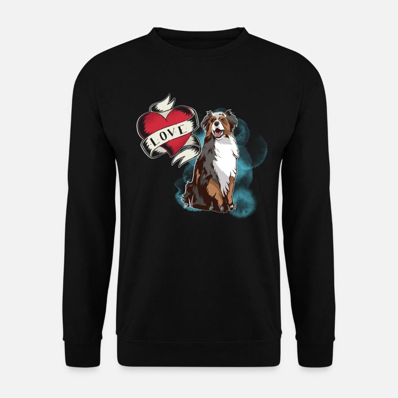 Australian Shepherd, Love Herz,Hunde Fan,Geschenk - Unisex Pullover - Schwarz