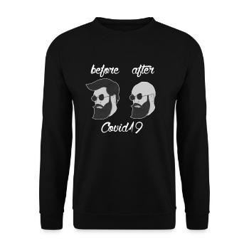 CORONA COVID PANDEMIC Bald Head Bald Barber - Unisex Sweatshirt - black - Front - Alina (178cm) & Michal (187cm)