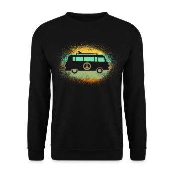 Bus hippie Barki Kiss Ball avec planche de surf - Sweat-shirt Unisexe - noir - Devant - Alina (178cm) & Michal (187cm)