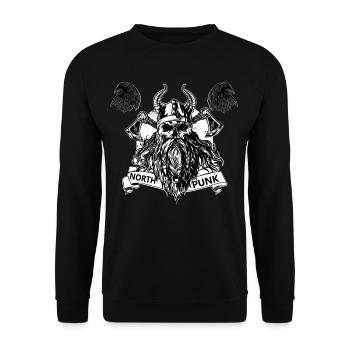 north punk, Valhalla pour Vikings et Nordistes - Sweat-shirt Unisexe - noir - Devant - Alina (178cm) & Michal (187cm)
