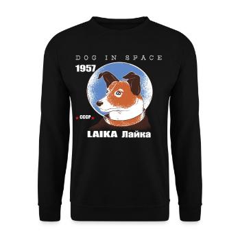 Outer space dog, LAIKA, 1957 space travel gift, Space - Unisex Sweatshirt - black - Front - Alina (178cm) & Michal (187cm)